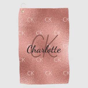 Rose Gold Monogramm Initialen Name minimalistisch Golfhandtuch