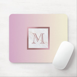 Rose Gold Monogramm Marmor Rosa Farbe Mousepad