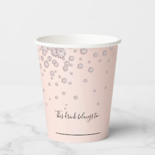 Rose gold monogramm pappbecher