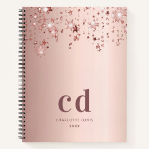 Rose Gold Monogramm Sterne Notizbuch