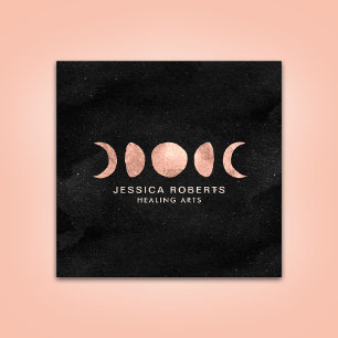 Rose Gold Moon Phases Spirituelle Zen Quadratische Visitenkarte