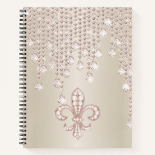 Rose Gold, Morganit und Glitzer Fleur-de-lis Notizbuch