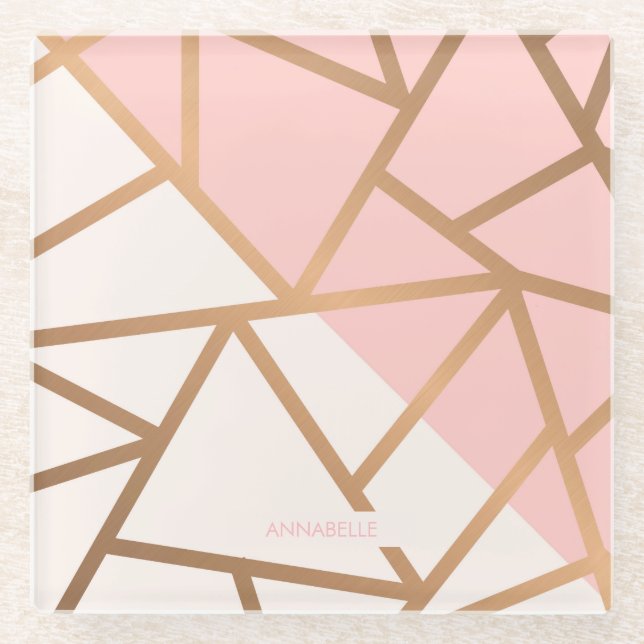 Rose Gold Mosaik Glasuntersetzer (Vorderseite)