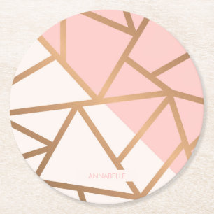 Rose Gold Mosaik Runder Pappuntersetzer