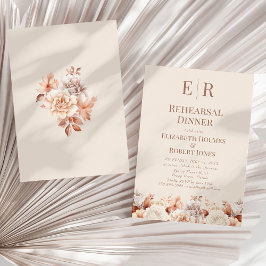 Rose Gold Mousse Monogram Probe Dinner Einladung