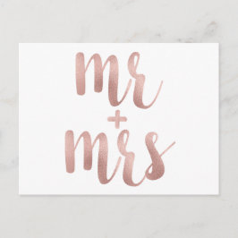 Rose Gold Mr. & Mrs. Postkarten, Folie Schriftart Postkarte