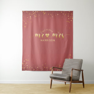 Rose Gold Mr. und Mrs. Wedding Foto Booth Tapestry Wandteppich