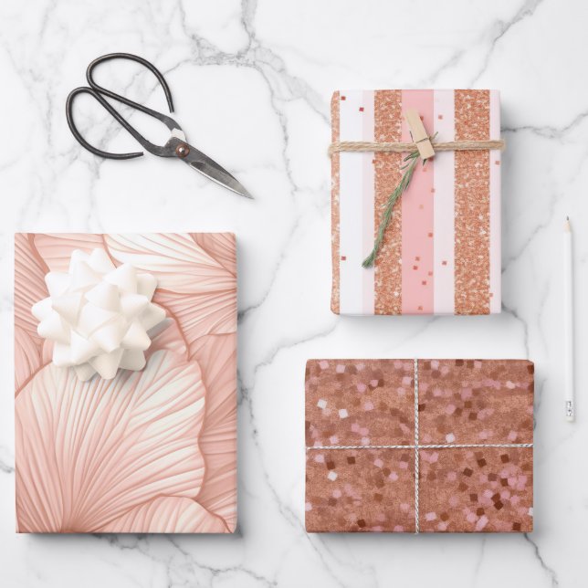 Rose Gold Muster Geschenkpapier Set (Vorderseite)