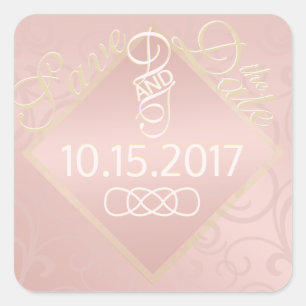 Rose Gold Muster Save the Date Sticker