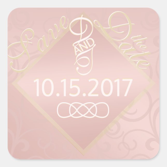 Rose Gold Muster Save the Date Sticker (Vorderseite)