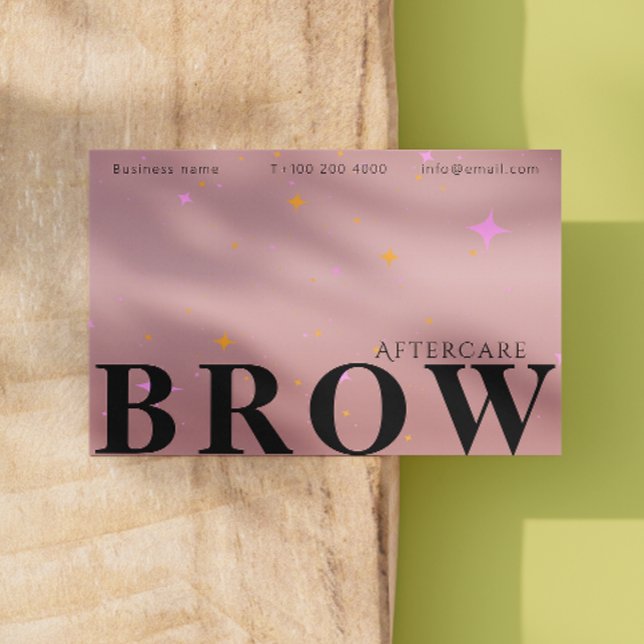 Rose Gold nach Pflegeknocheneinweisung Visitenkarte (Rose Gold After Care Brow Instruction Business Card)