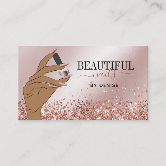 Rose Gold Nagelsalon Frau Hand Nägel Technikerin b Visitenkarte (Vorderseite)