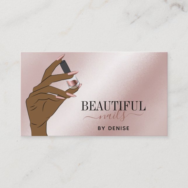 Rose Gold Nagelsalon Frau Hand Nägel Technikerin b Visitenkarte (Vorderseite)
