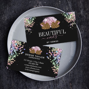 Rose Gold Nagelsalon Frau Hand Nägel Technikerin Visitenkarte