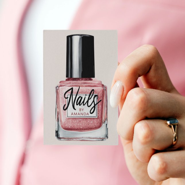 Rose Gold Nail Polnische Flasche Nail Techniker Visitenkarte (Von Creator hochgeladen)