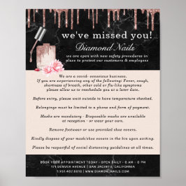 Rose Gold Nail Salon Covid Gewissenswerte Sicherhe Poster