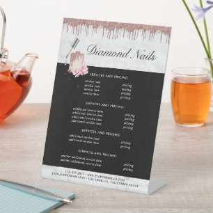 Rose Gold Nail Salon Menüpreisliste Sockelschild