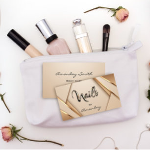 Rose Gold Nail Script Geometric Logo Modern Visitenkarte