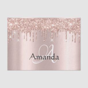 Rose Gold Name Monogram Spark Glitzer Seidenpapier