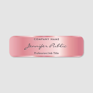 Rose Gold Name Tag Typografie Script Elegant Namensschild
