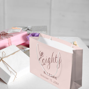 Rose Gold Namensskript 80. Geburtstag Große Geschenktüte