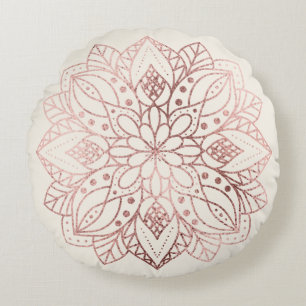 Rose Gold Natur Mandala Rundes Kissen