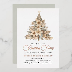 Rose Gold Natural Beige Weihnachtsbaum Folieneinladung