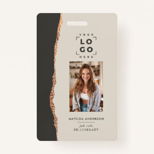 Rose Gold Naturschwarz Moderne mädchenhafte Abzeic Ausweis