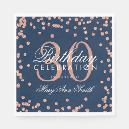 Rose Gold Navy 30. Geburtstag Glitzer Confetti Serviette