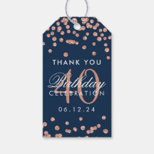 Rose Gold Navy 40. Geburtstag Danke Confetti