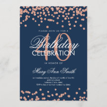 Rose Gold Navy 40. Geburtstag Glitzer Confetti