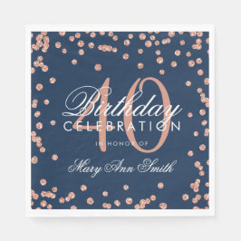 Rose Gold Navy 40. Geburtstag Glitzer Confetti Serviette