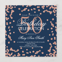 Rose Gold Navy 50. Geburtstag Glitzer Confetti
