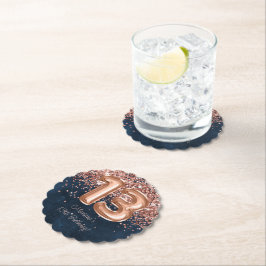 Rose Gold Navy Blue 13. Geburtstagsparty Untersetzer