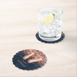 Rose Gold Navy Blue 17. Geburtstagsparty Untersetzer