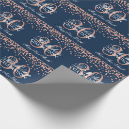 Rose Gold Navy Blue 30. Geburtstag Glitzer Confett Geschenkpapier