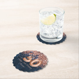 Rose Gold Navy Blue 30. Geburtstag Party Untersetzer