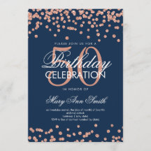 Rose Gold Navy Blue 50. Geburtstag Glitzer Confett