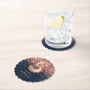 Rose Gold Navy Blue 5. Geburtstagsparty Untersetzer