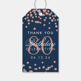 Rose Gold Navy Blue 80 Geburtstag Vielen Dank Glit Geschenkanhänger