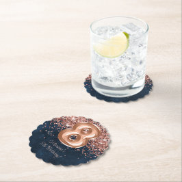 Rose Gold Navy Blue 8. Geburtstagsparty Untersetzer