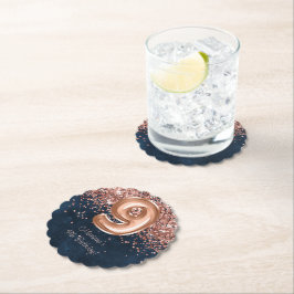 Rose Gold Navy Blue 9. Geburtstagsparty Untersetzer