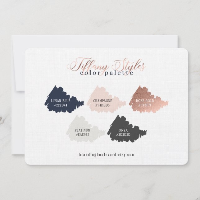 Rose Gold Navy Blue & Blush Color Palette Card (Vorderseite)