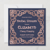 Rose Gold & Navy Blue Celtic Knot Einladung