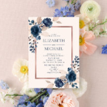 Rose Gold Navy Blue Dusty Pink Floral Wedding