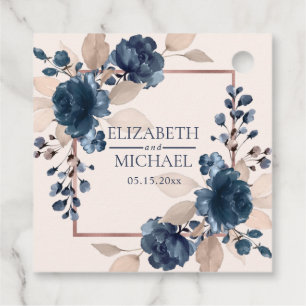 Rose Gold Navy Blue Dusty Pink Floral Wedding Geschenkanhänger