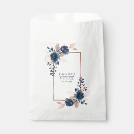 Rose Gold Navy Blue Dusty Pink Floral Wedding Geschenktütchen
