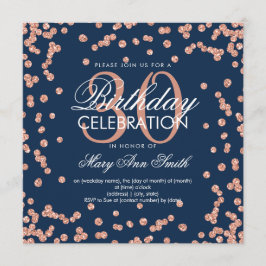 Rose Gold Navy Blue Glitzer Confetti 30. Geburtsta Einladung