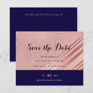 Rose Gold Navy Blue Glitzer Foil Look WEDING