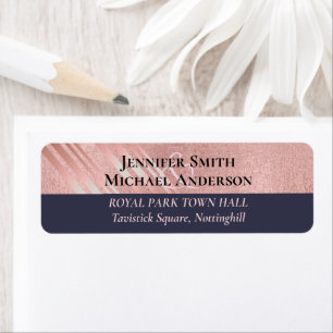 Rose Gold Navy Blue Glitzer Foil Look WEDING